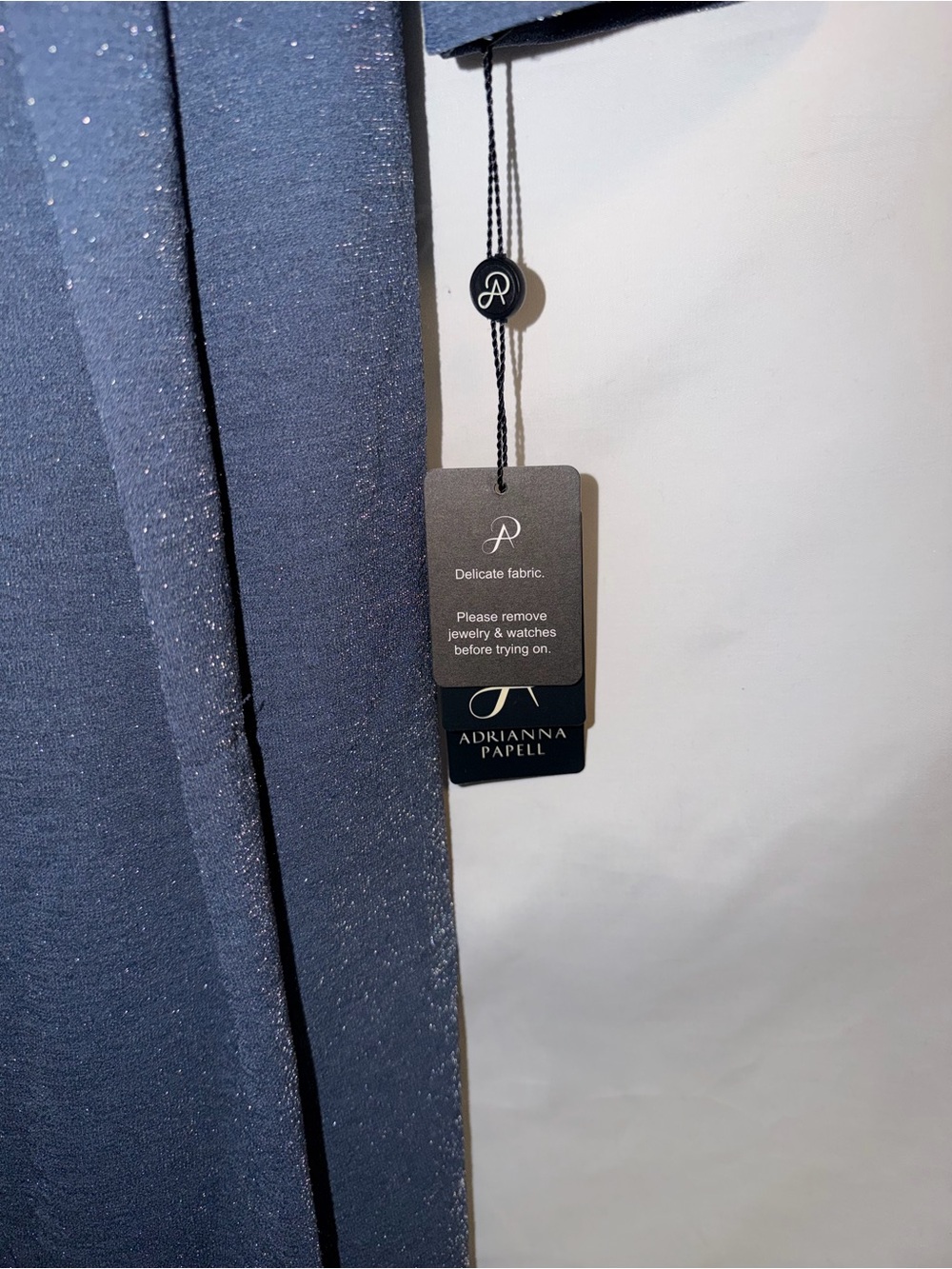 Adrianna Papell Navy Metallic V-Neck Long Sleeve Maxi Dress - Picture 5 of 11